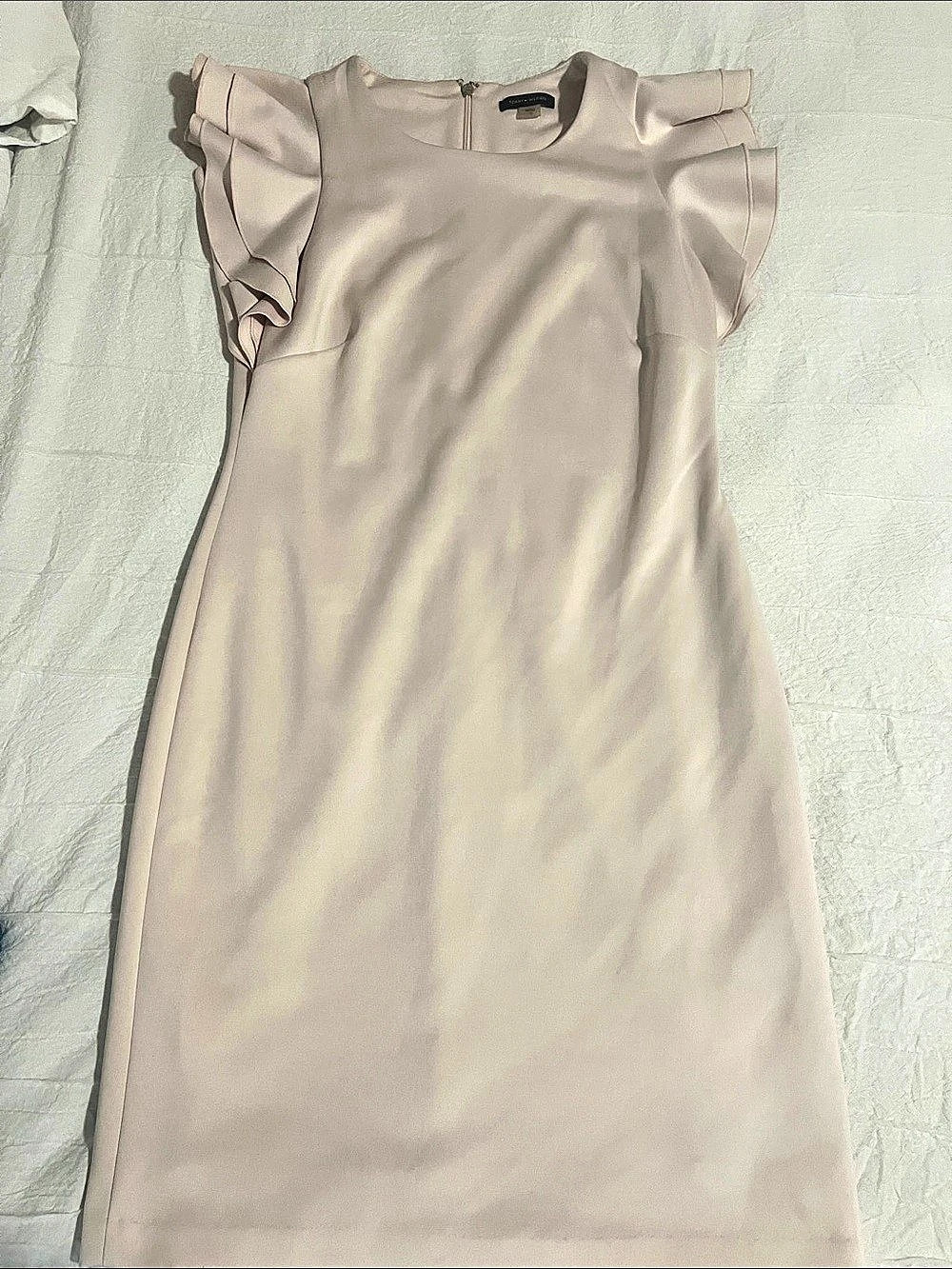 Tommy Hilfiger Ruffle Sleeve Mini Dress in Cream Size 10